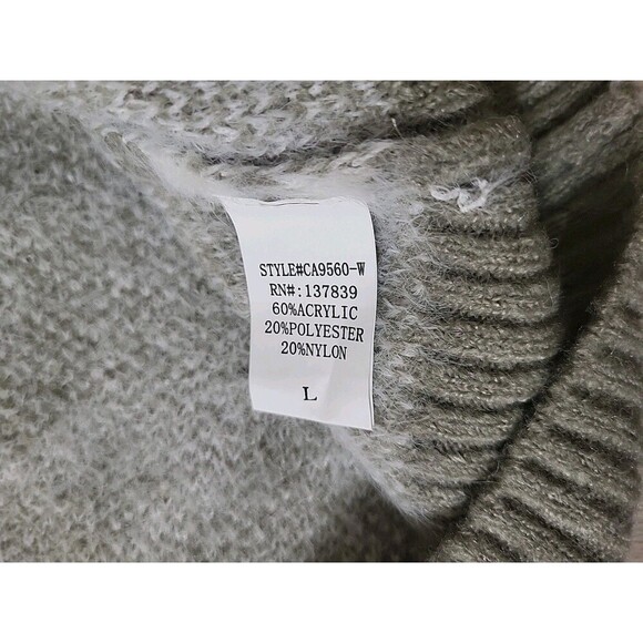 Debut Womens L New Houndstooth Pullover Sweater- Sage Green White - Picture 4 of 9